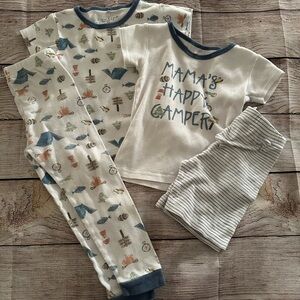 Chick Pea Kids Pajama Set - White and Blue with Camping Theme